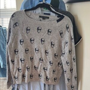 Gray Skull cashmere Pattern Sweater